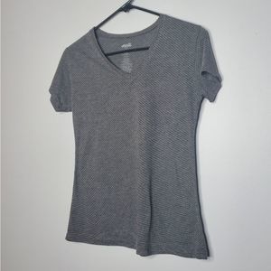 Avia S Gray Black Polka Dot T Shirt V Neck Athletic Workout Activewear